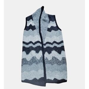 Chico's Wavy-Striped Janelle Vest Cardigan Sweater Draped Front Open Wool Size 0